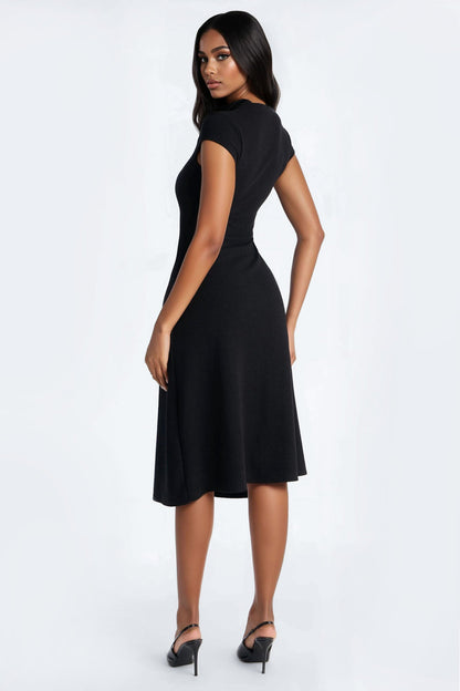 Dara Textured Midi Dress - Black