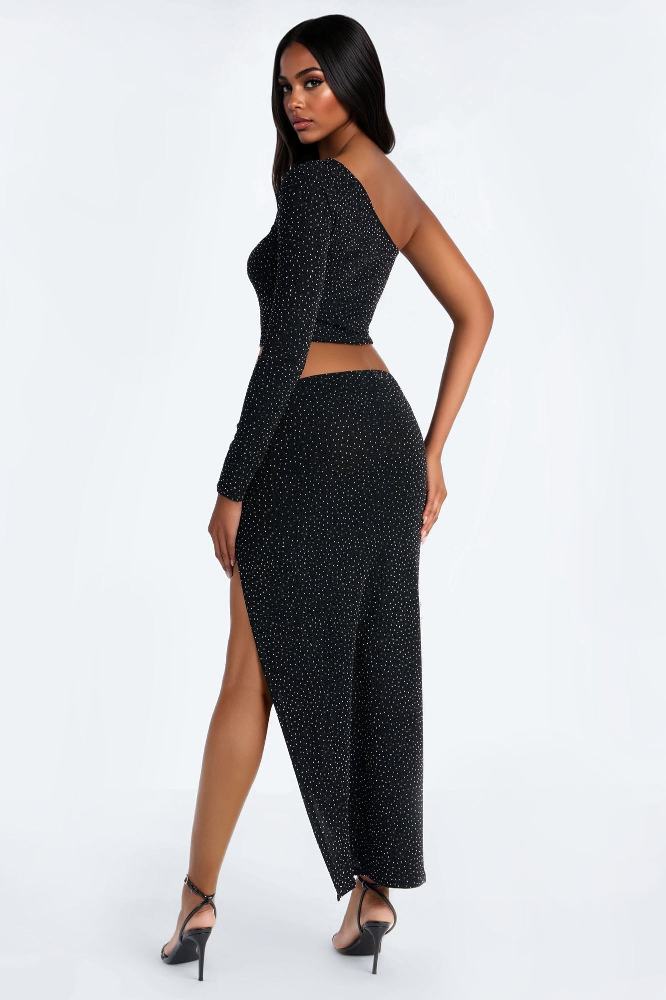 Meet At Midnight Embellished Maxi Skirt Set - Black