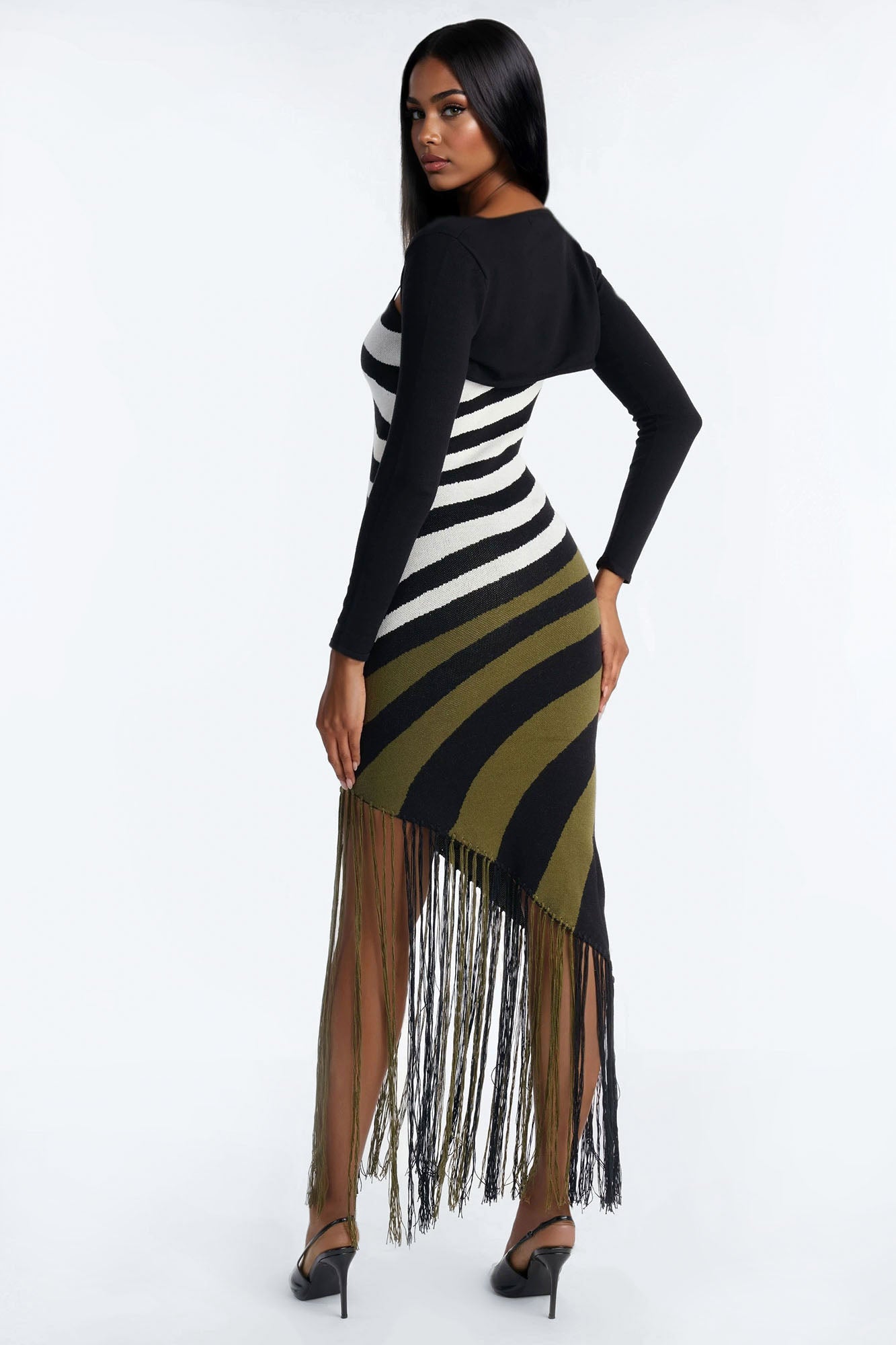 Analyn Sweater Maxi Dress - Olive/combo