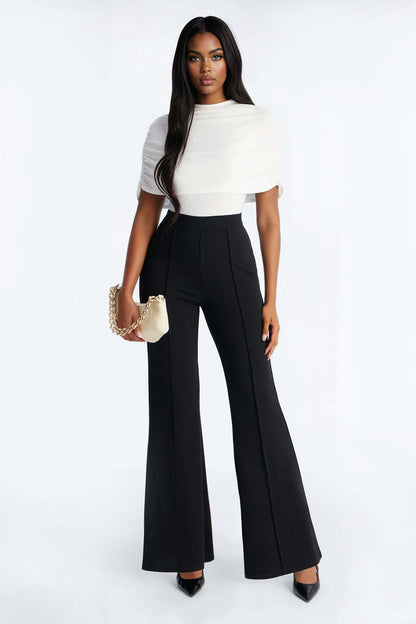 Carina Cape Sleeve Jumpsuit - Black/White