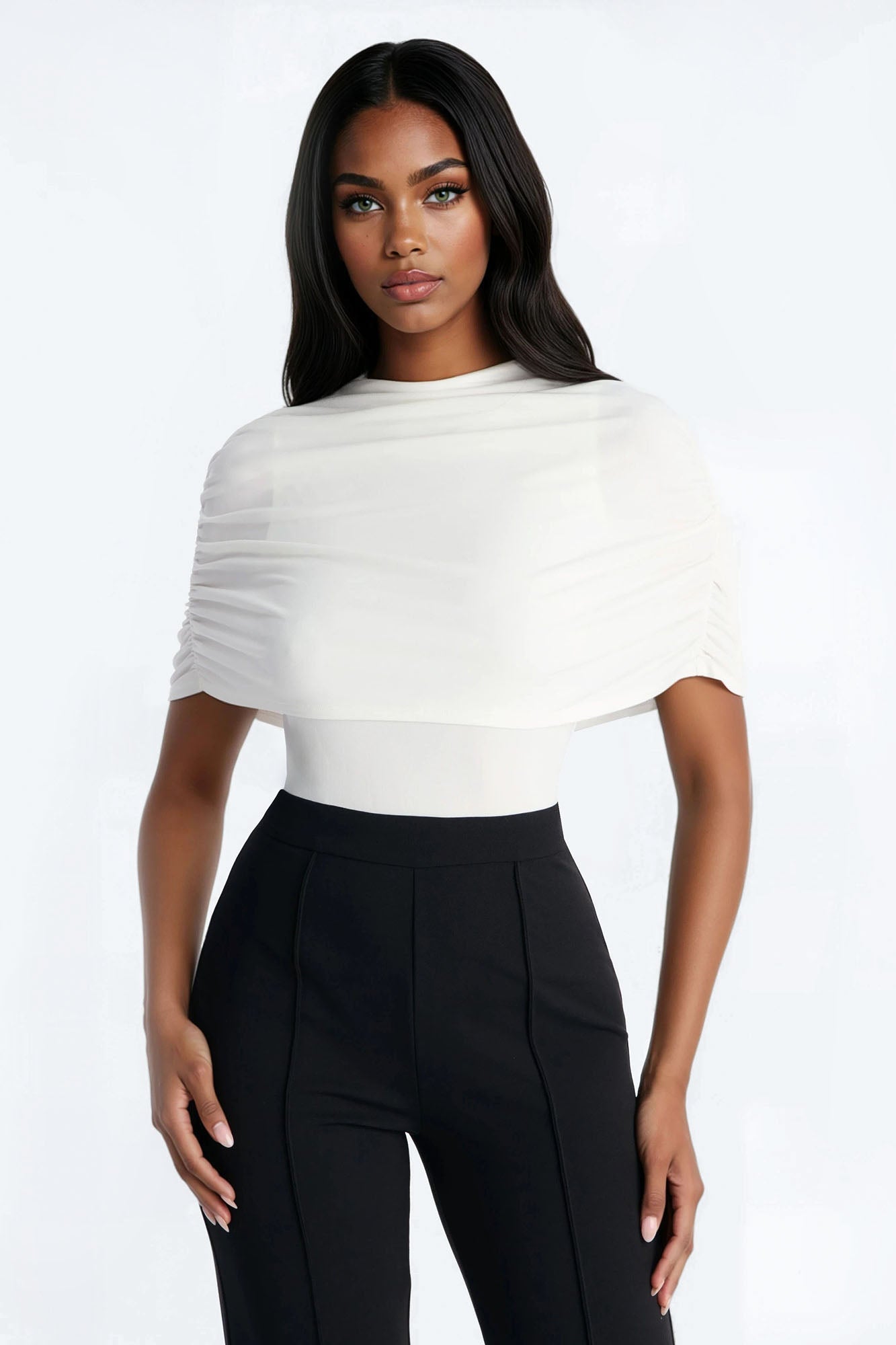 Carina Cape Sleeve Jumpsuit - Black/White
