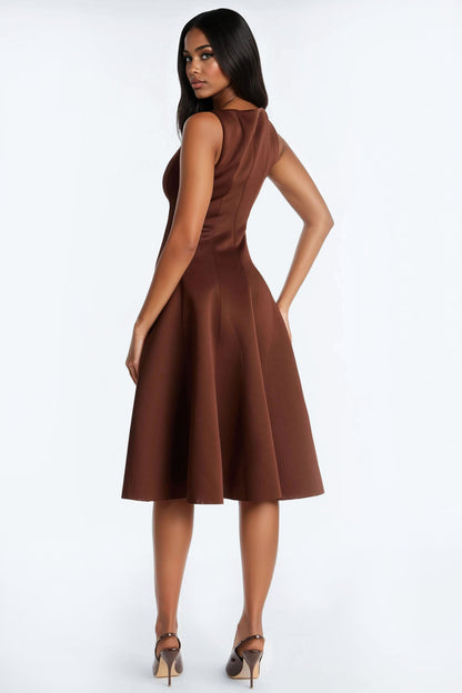 Sweet Sunday Pleated Midi Dress - Chocolate