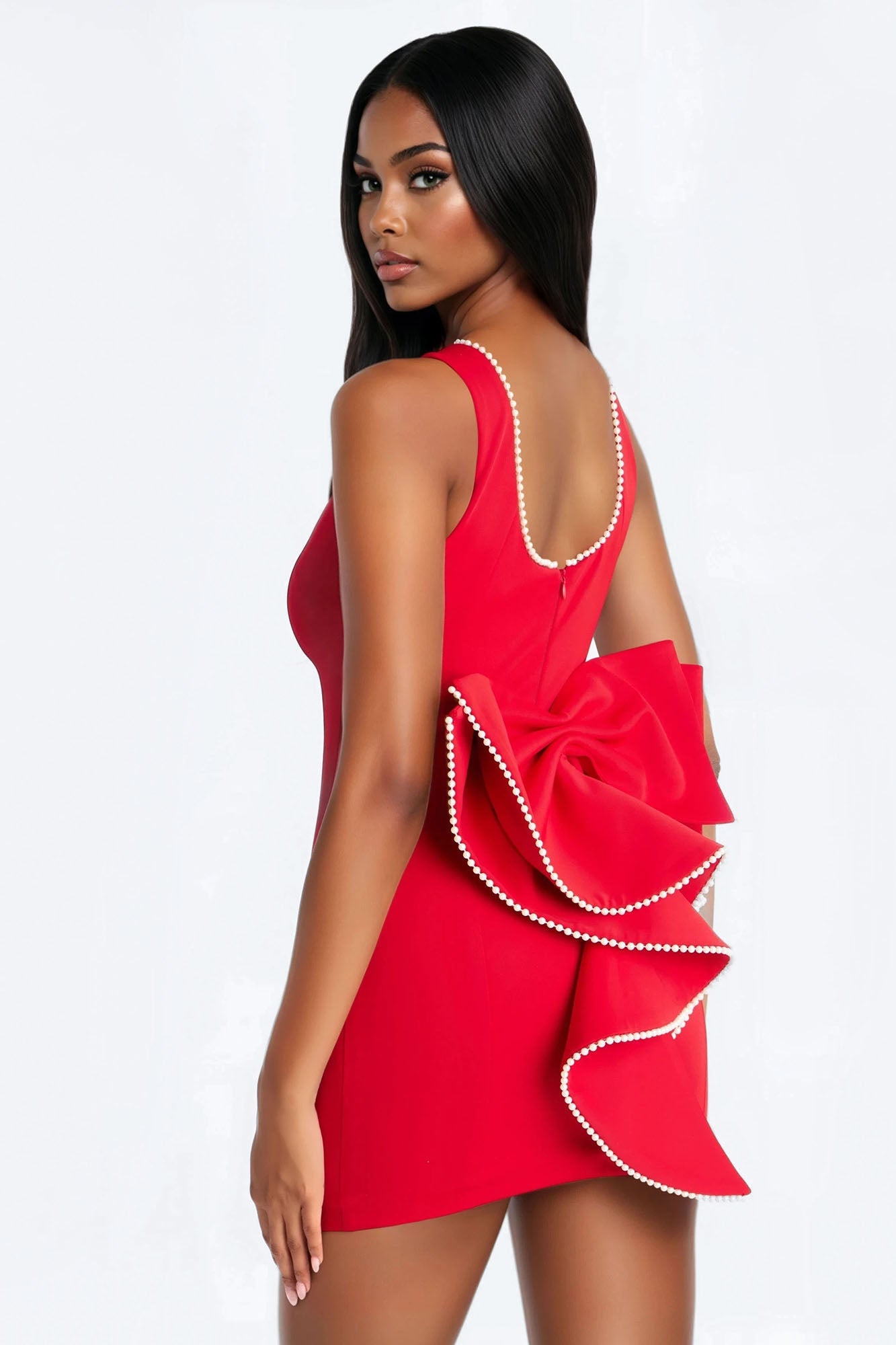 Bride Time Bow Mini Dress - Red