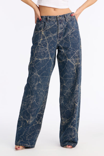 Electric Energy Jacquard Straight Leg Jeans - Dark Wash