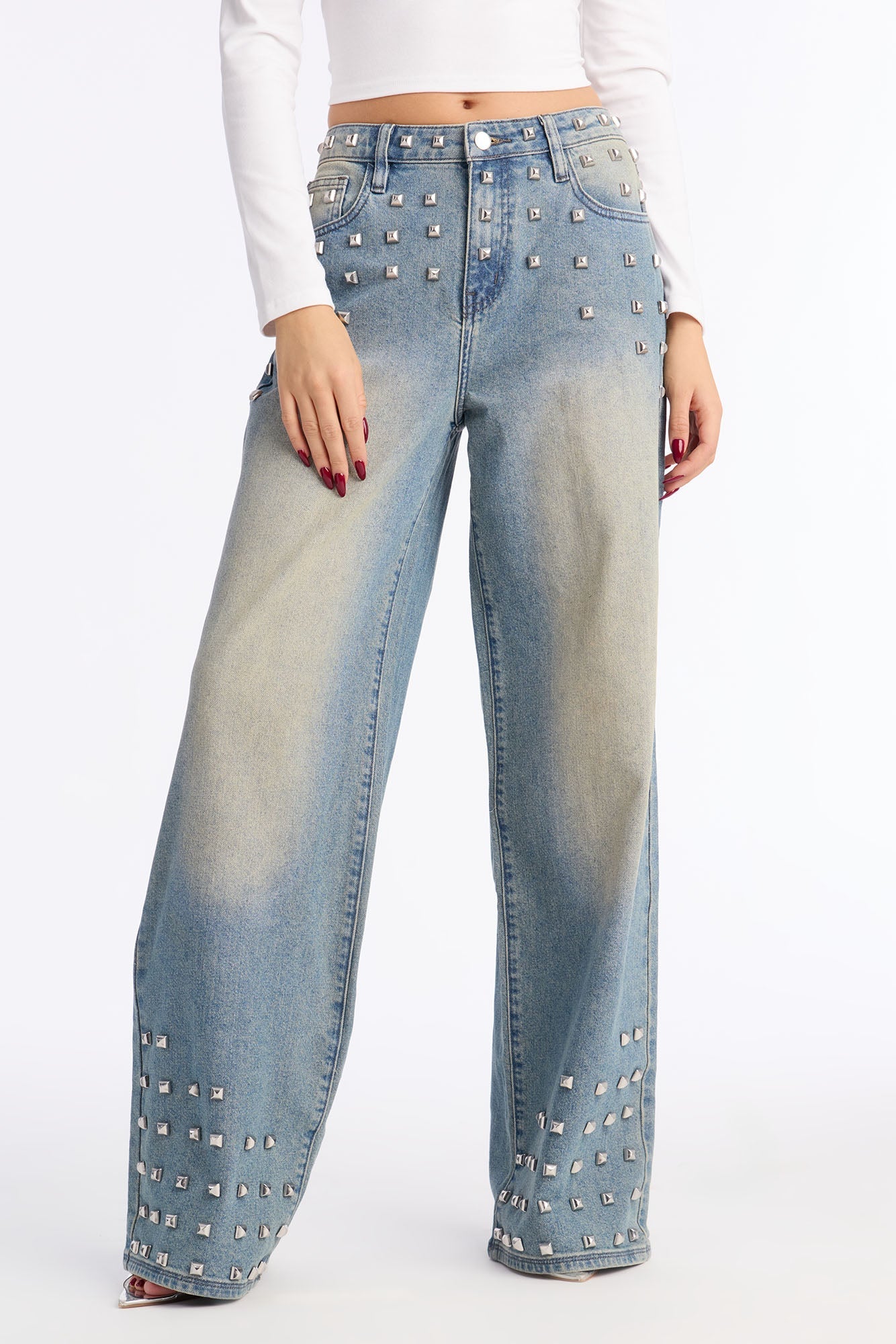 The Front Runner Studded Tinted Jeans - Vintage Wash
