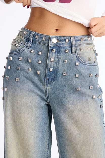The Front Runner Studded Tinted Jeans - Vintage Wash