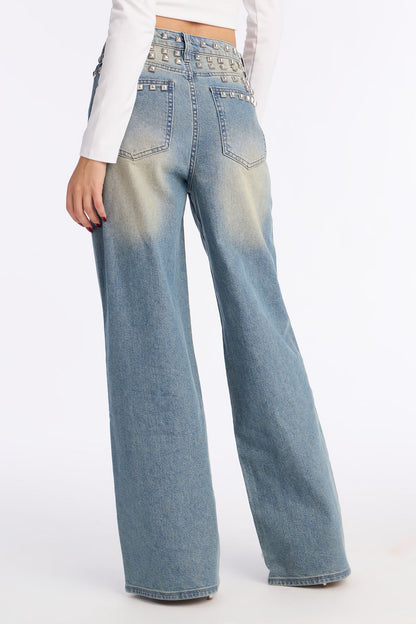 The Front Runner Studded Tinted Jeans - Vintage Wash