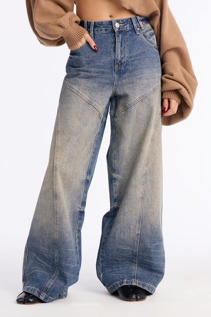 Lost Control Wide Leg Jeans - Vintage Wash