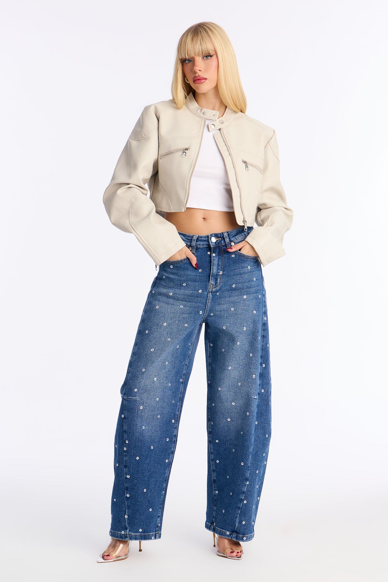 Detroit Stretch Embellished Jeans - Dark Wash