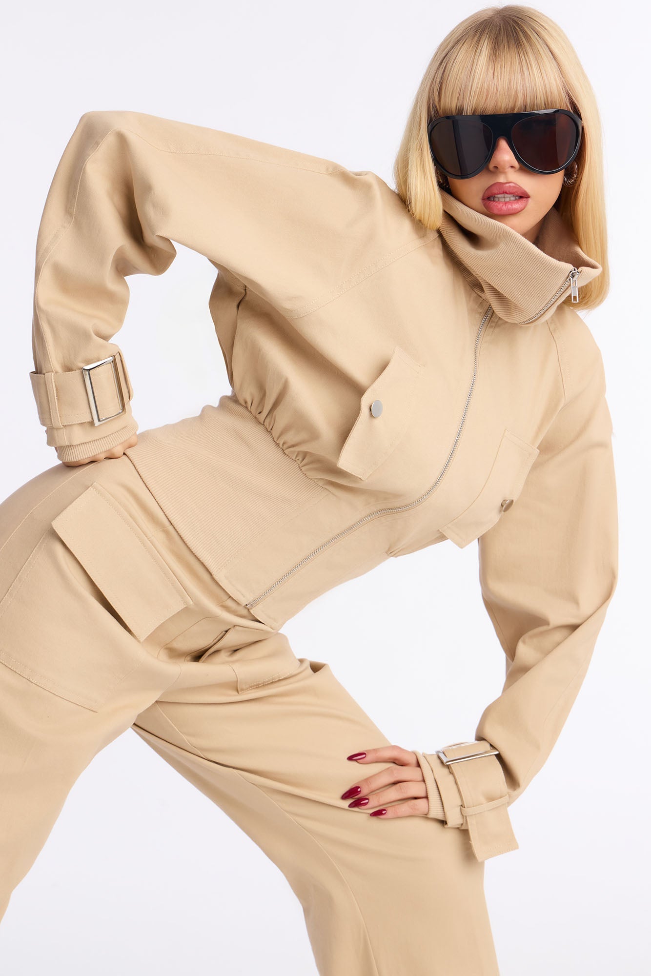 Natasha Twill Jacket Pant Set - Taupe