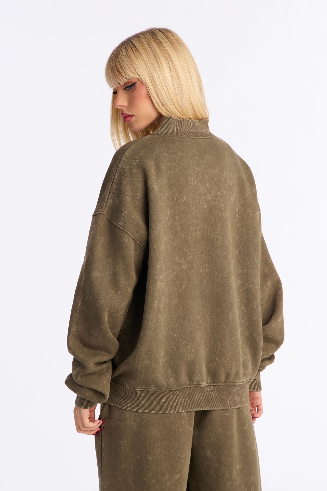 Ines Washed Fleece Lounge Jacket - Olive