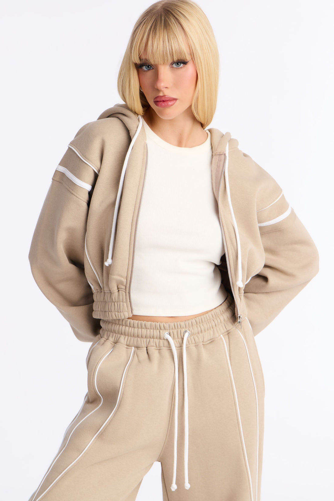 Subtle Flex Fleece Sweatshirt Zip Up - Stone