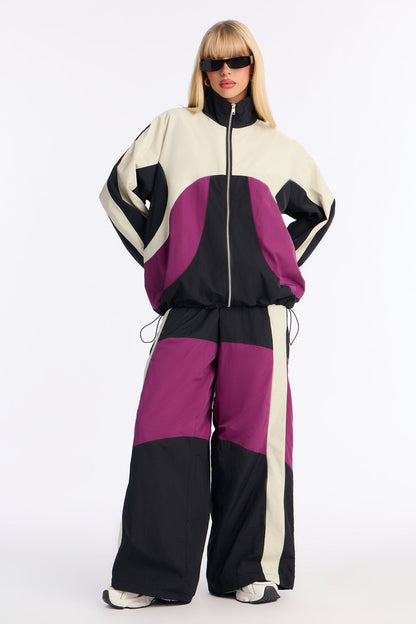 Gina Windbreaker Pant Set - Black/combo