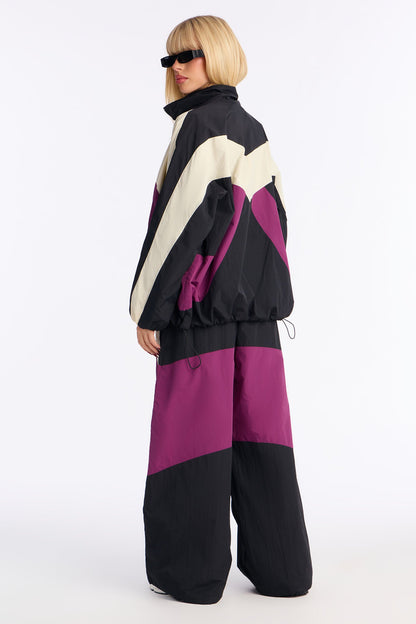 Gina Windbreaker Pant Set - Black/combo