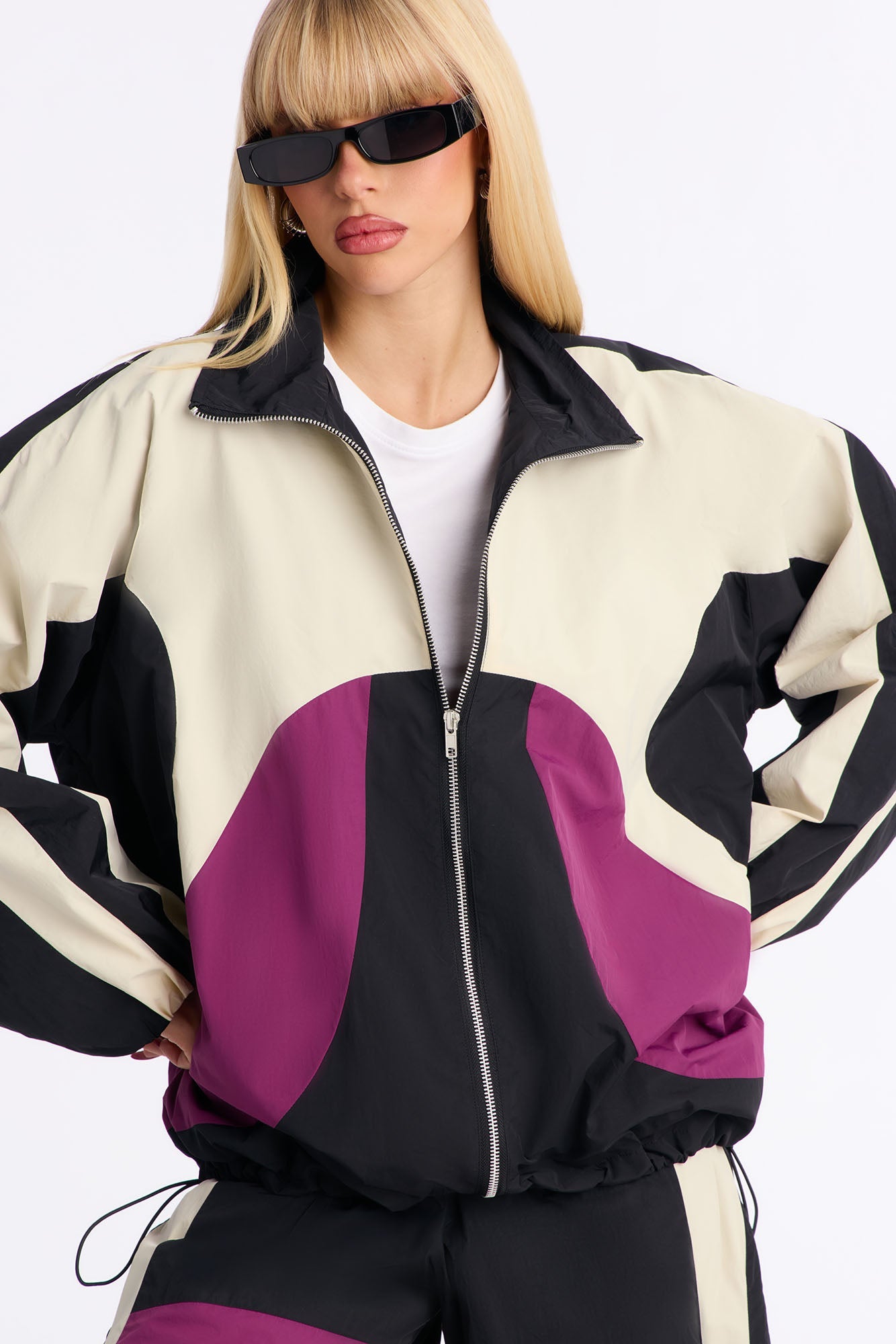Gina Windbreaker Pant Set - Black/combo