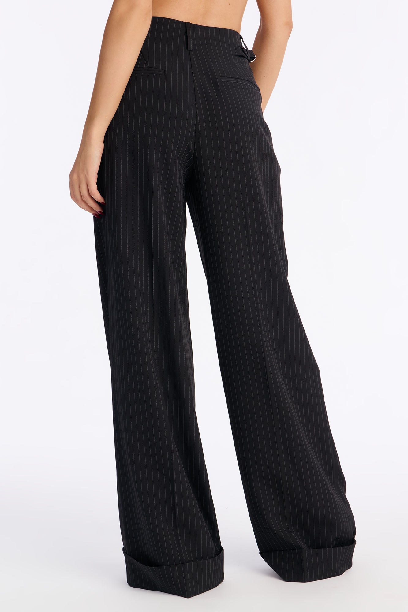 Pinstripes And Attitude Hardware Crepe Trouser Pant 33″ - Black