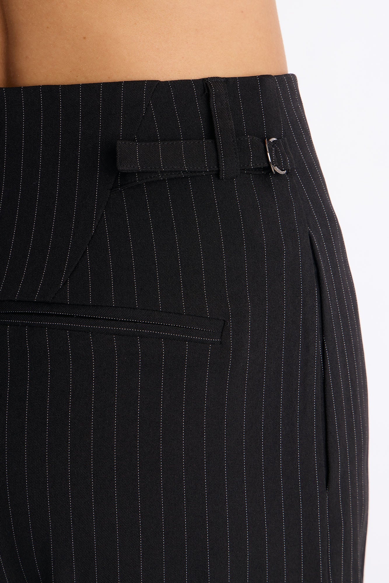 Pinstripes And Attitude Hardware Crepe Trouser Pant 33″ - Black