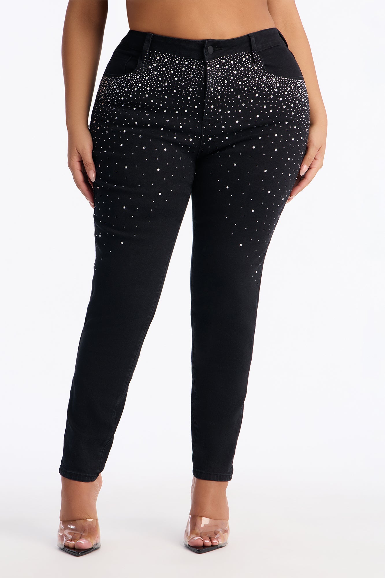 Glitz And Glamour Rhinestone Skinny Jeans - Black