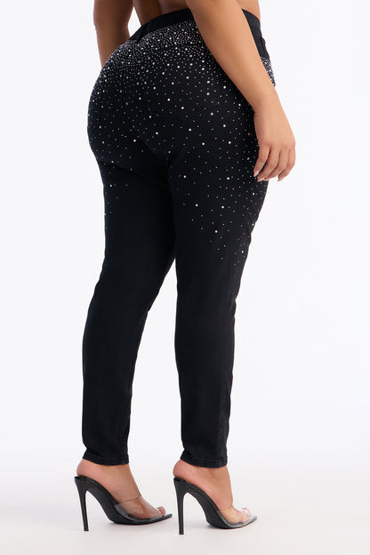 Glitz And Glamour Rhinestone Skinny Jeans - Black
