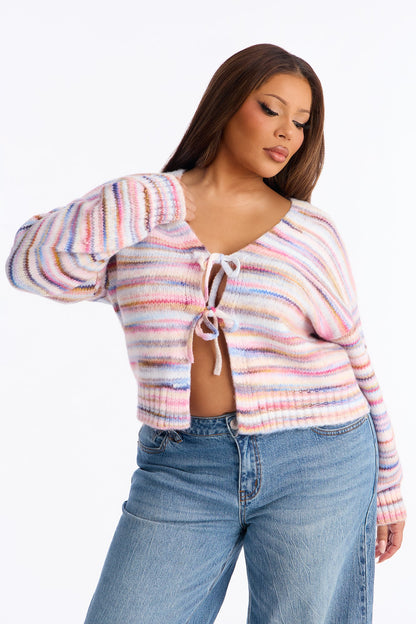 On The Bright Side Space Dye Cardigan - Multi Color