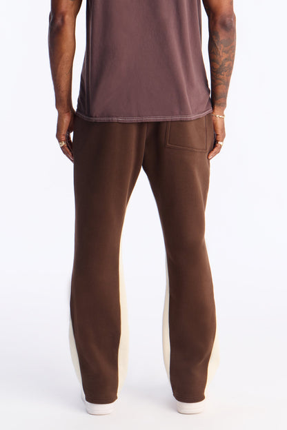 Wave Color Block Slim Flare Sweatpants - Brown