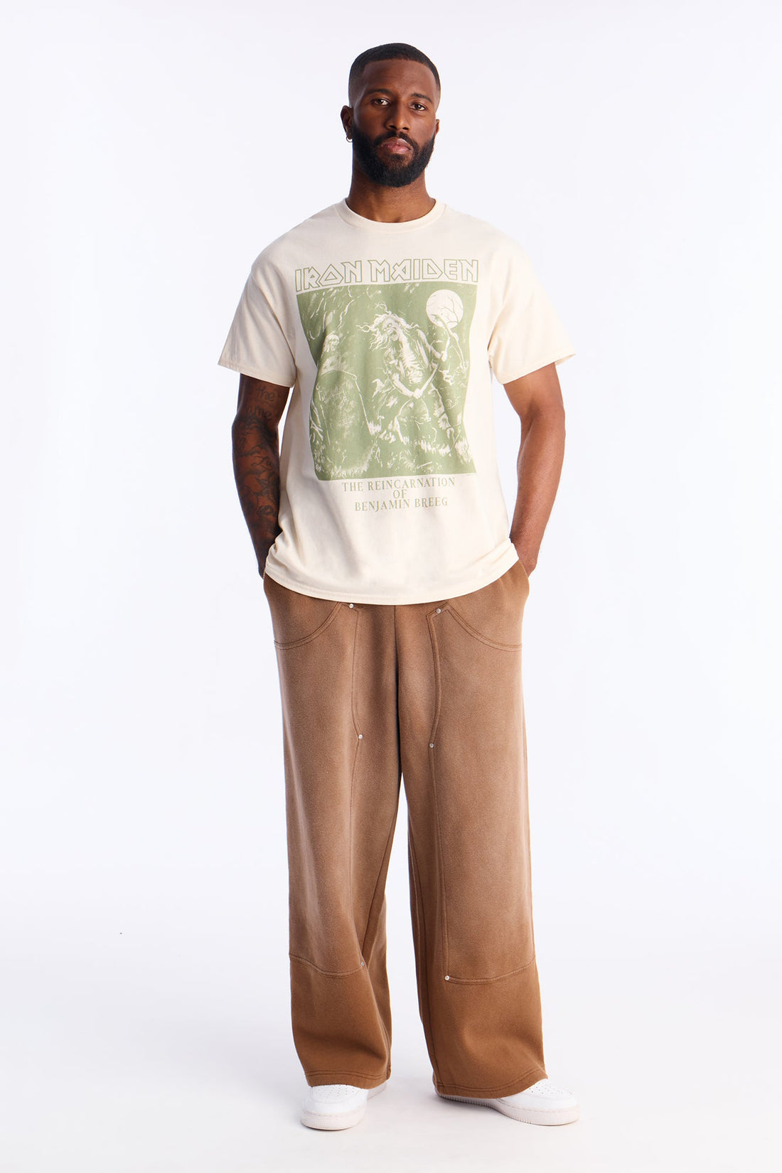 Wide Leg Carpenter Sweatpants - Brown