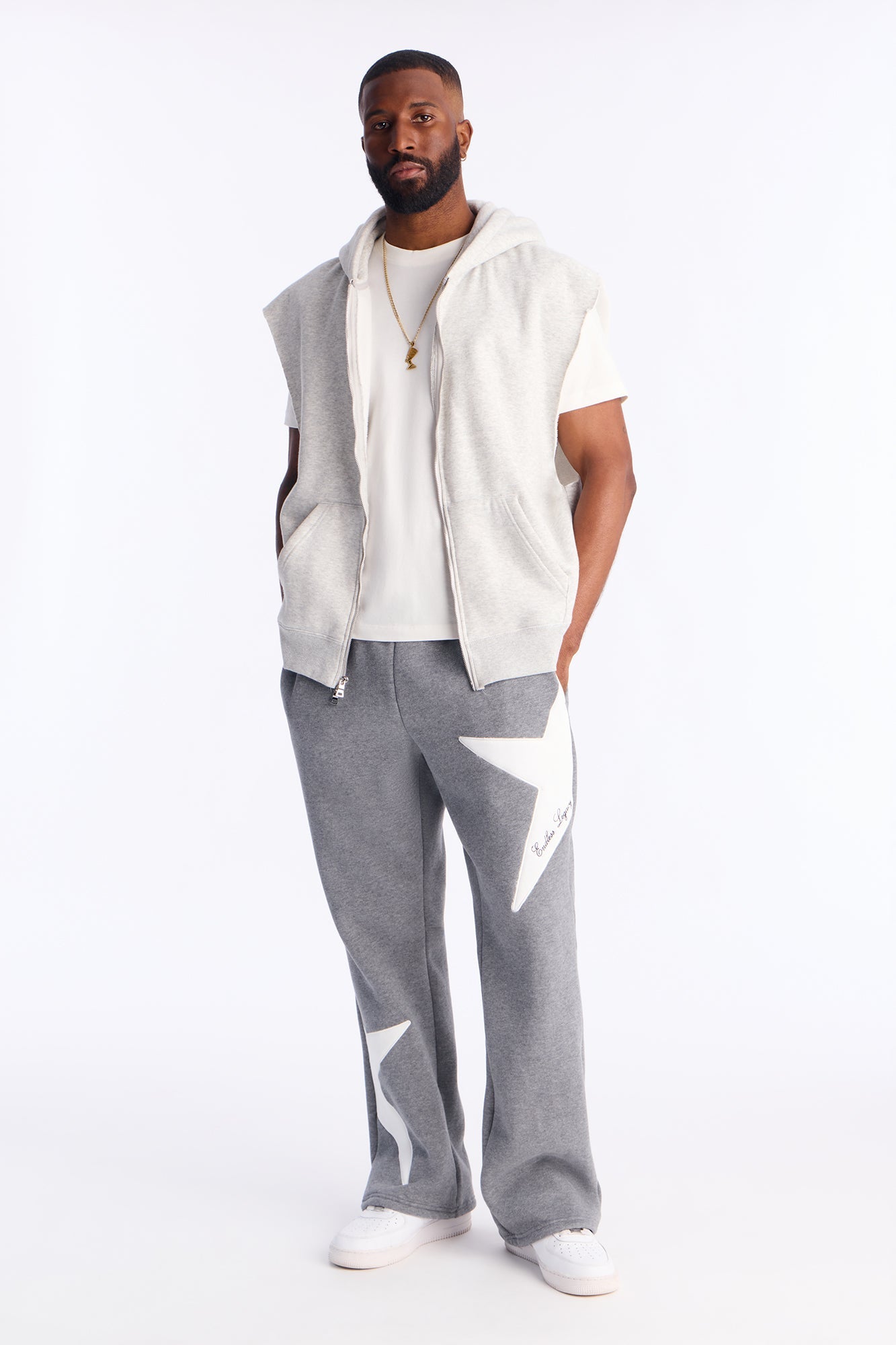 Star Slim Flare Sweatpants - Grey