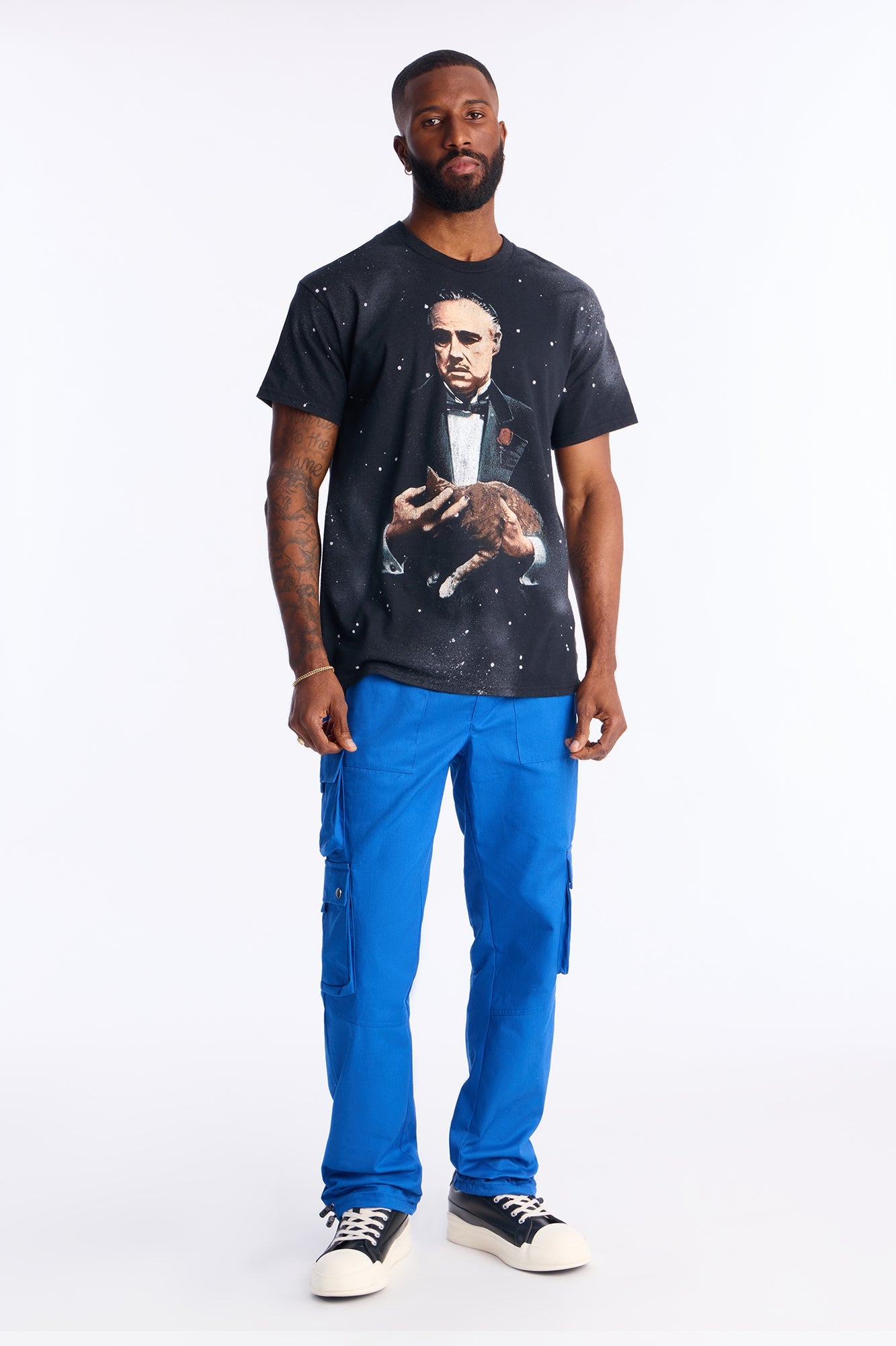 The Godfather Paint Splatter Short Sleeve Tee - Black Wash