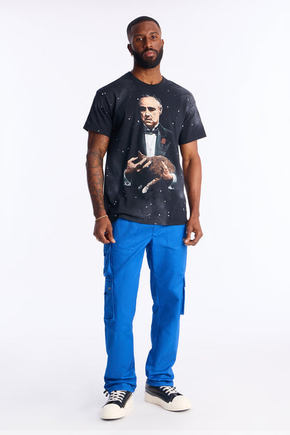 The Godfather Paint Splatter Short Sleeve Tee - Black Wash
