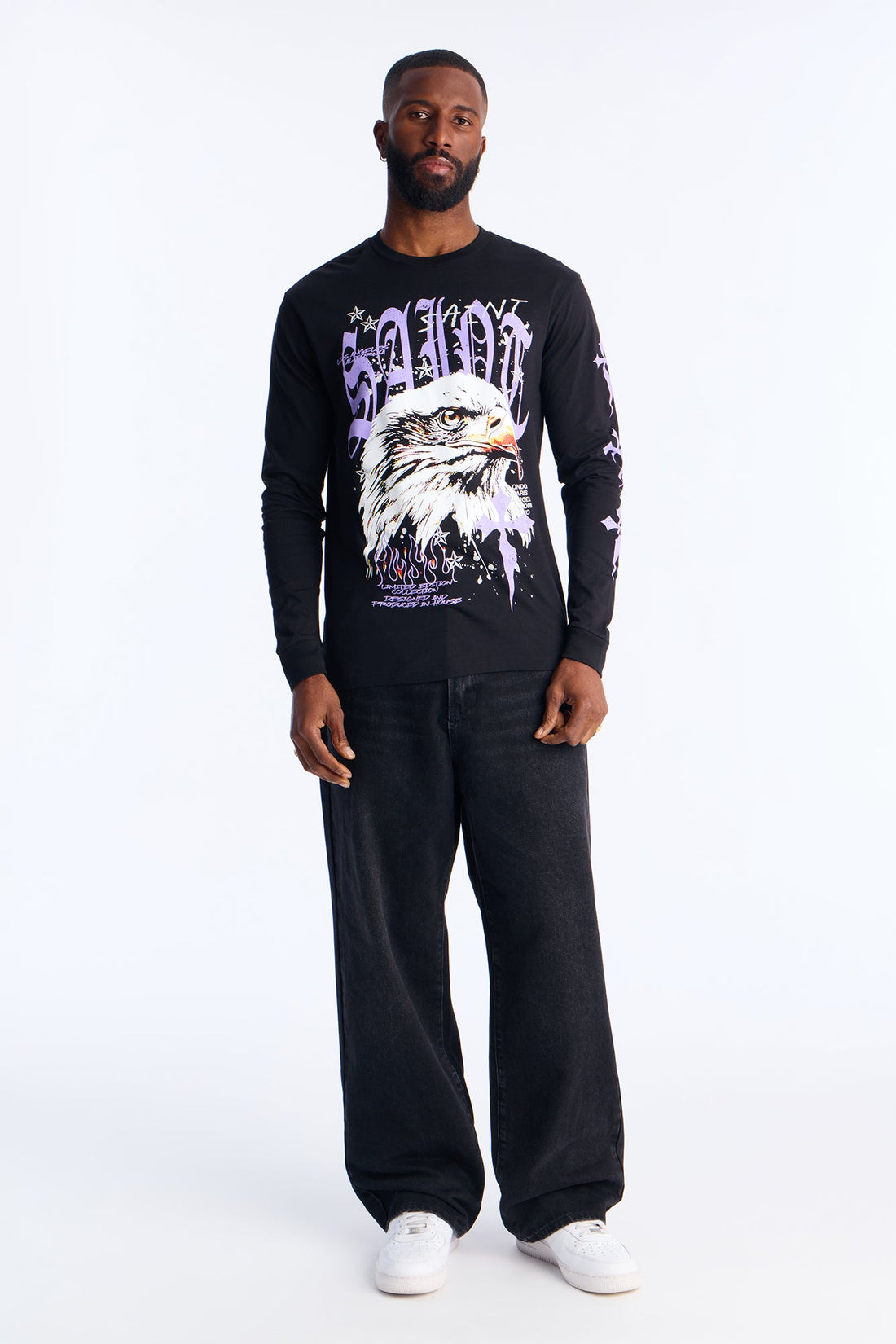 Saint Crosses Long Sleeve Tee - Black