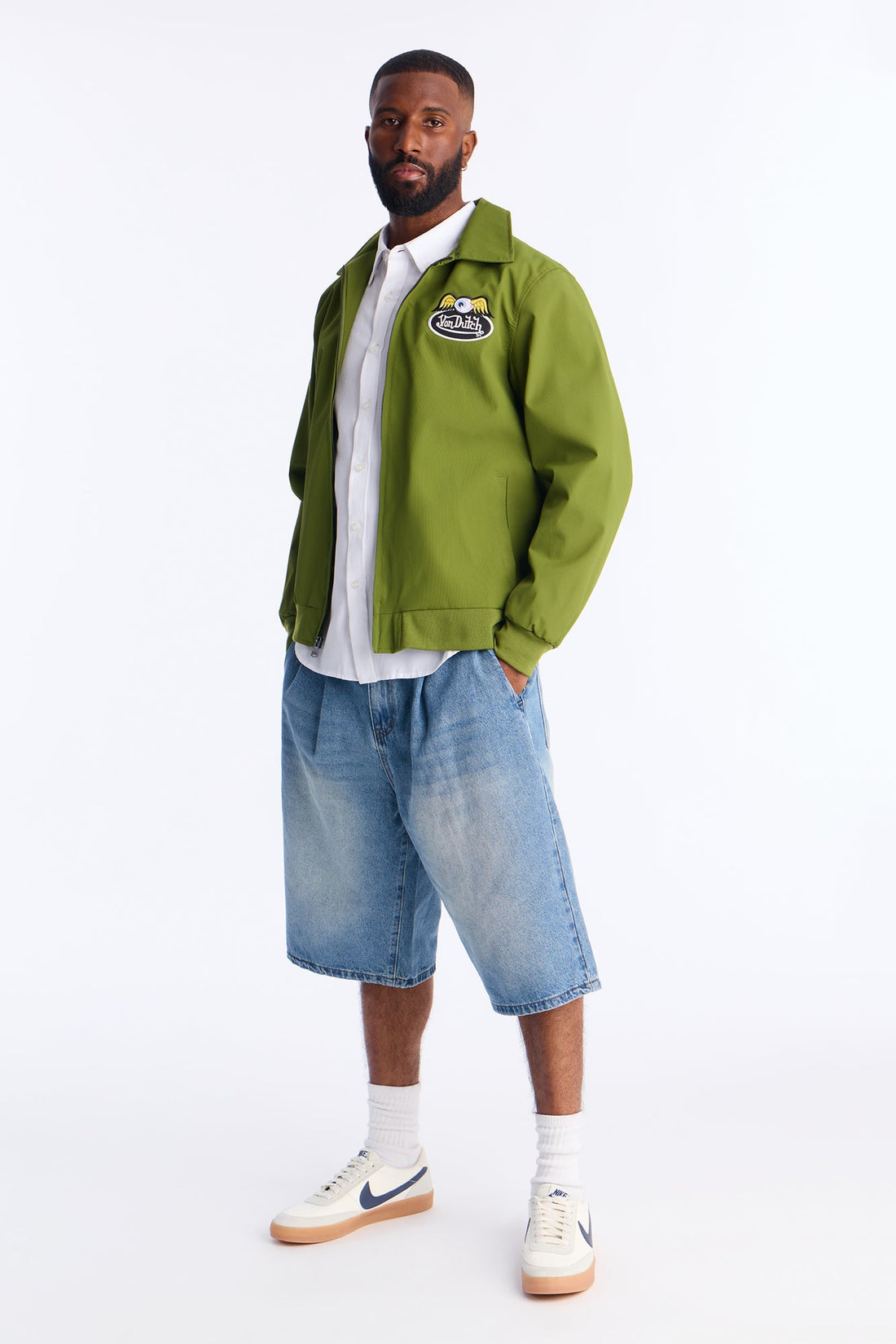 Baggy Transit Pleated Denim Short - Medium Blue Wash