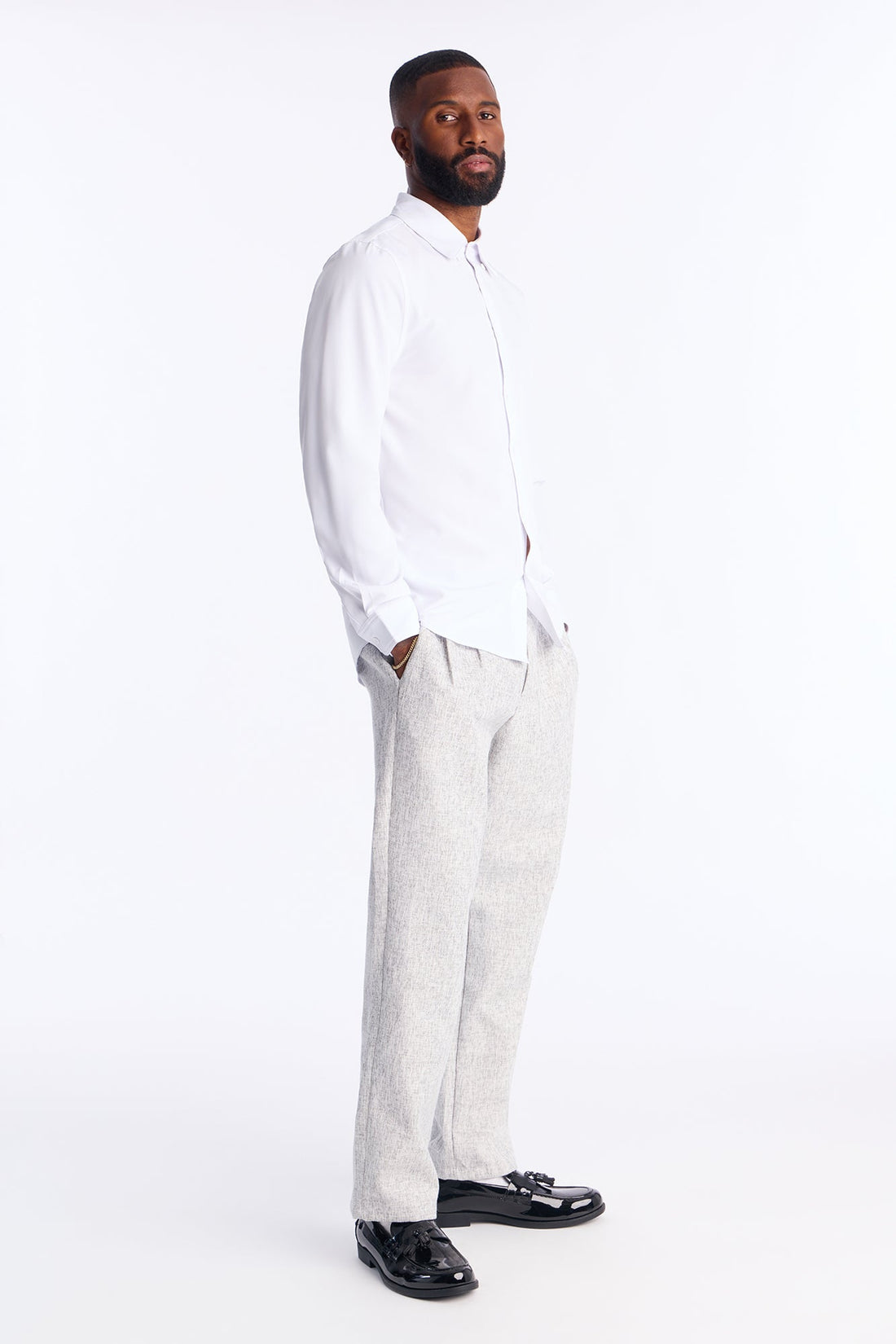 Straight Bleeker Pleated Trouser - Cream