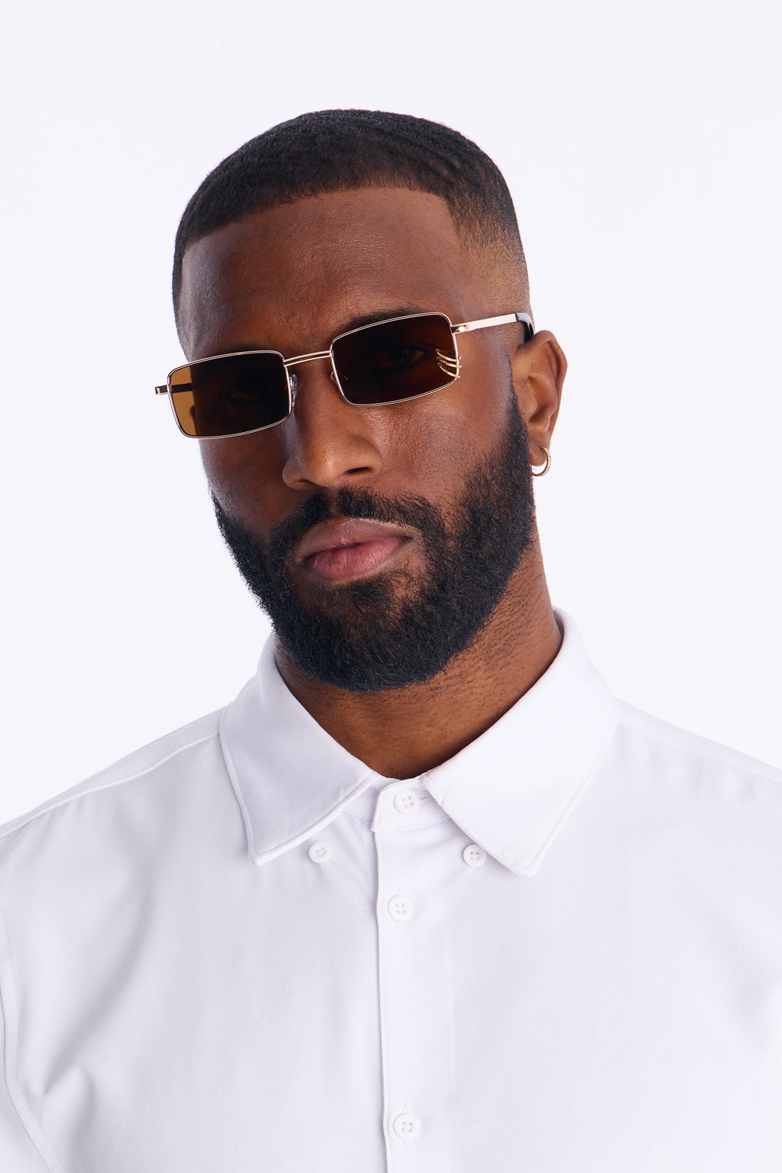 Square Metal Grommet Colored Lenses Sunglasses - Gold/Brown