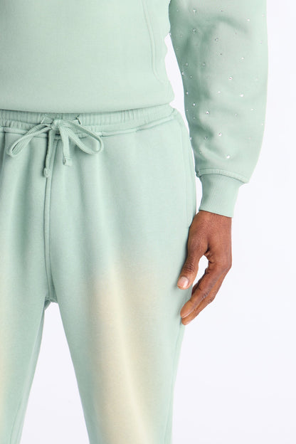 Run Them Rhinestones Relaxed Sweatpants - Sage