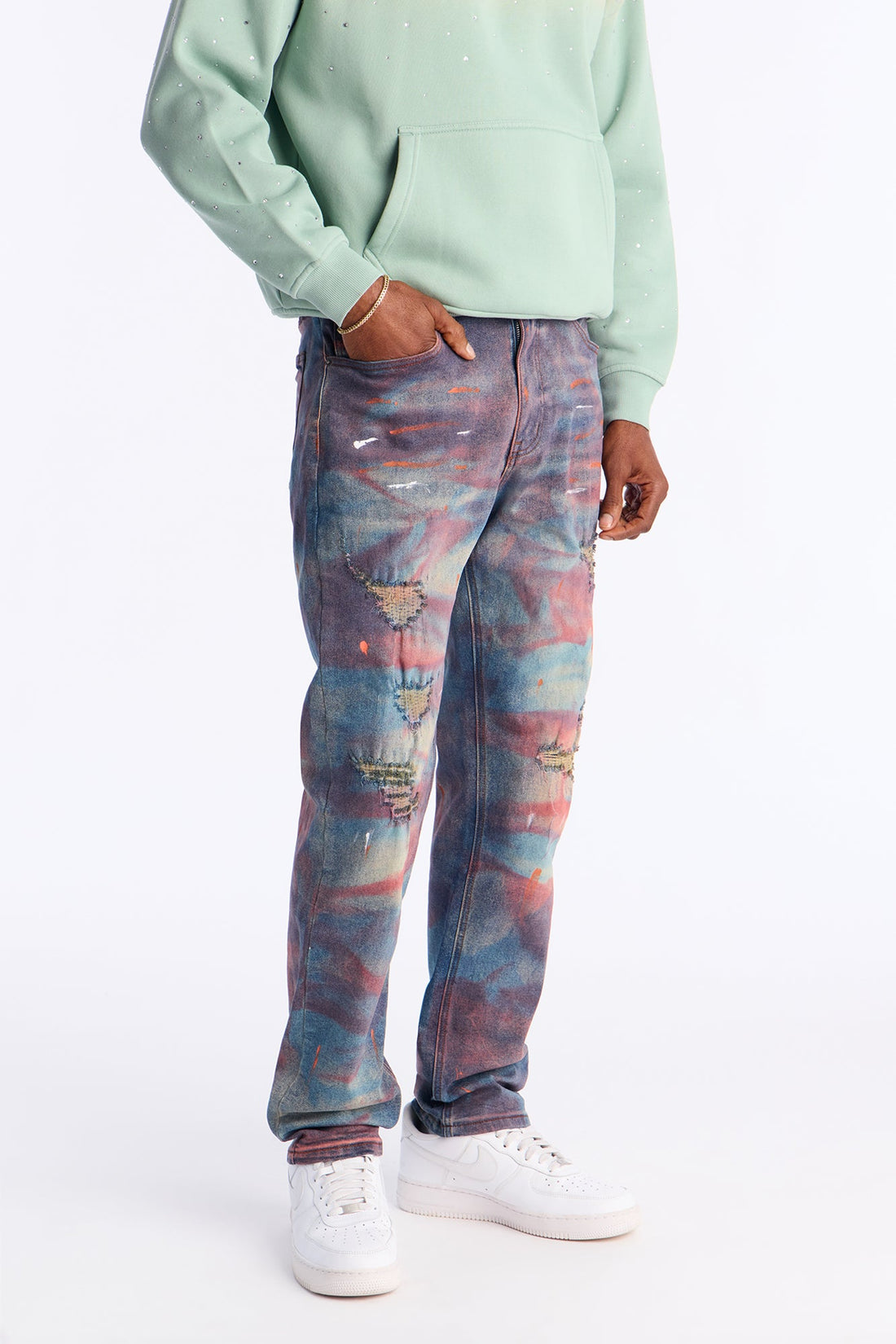 Slim Street Artist Rip And Repair Jean - Blue Wash