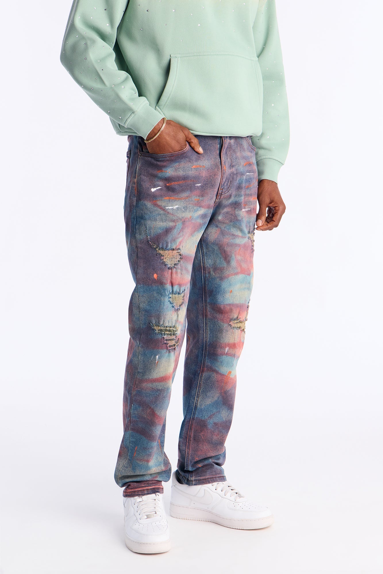 Slim Street Artist Rip And Repair Jean - Blue Wash