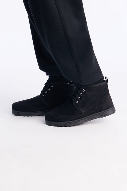 Brooklyn Step Faux Suede Boot - Black