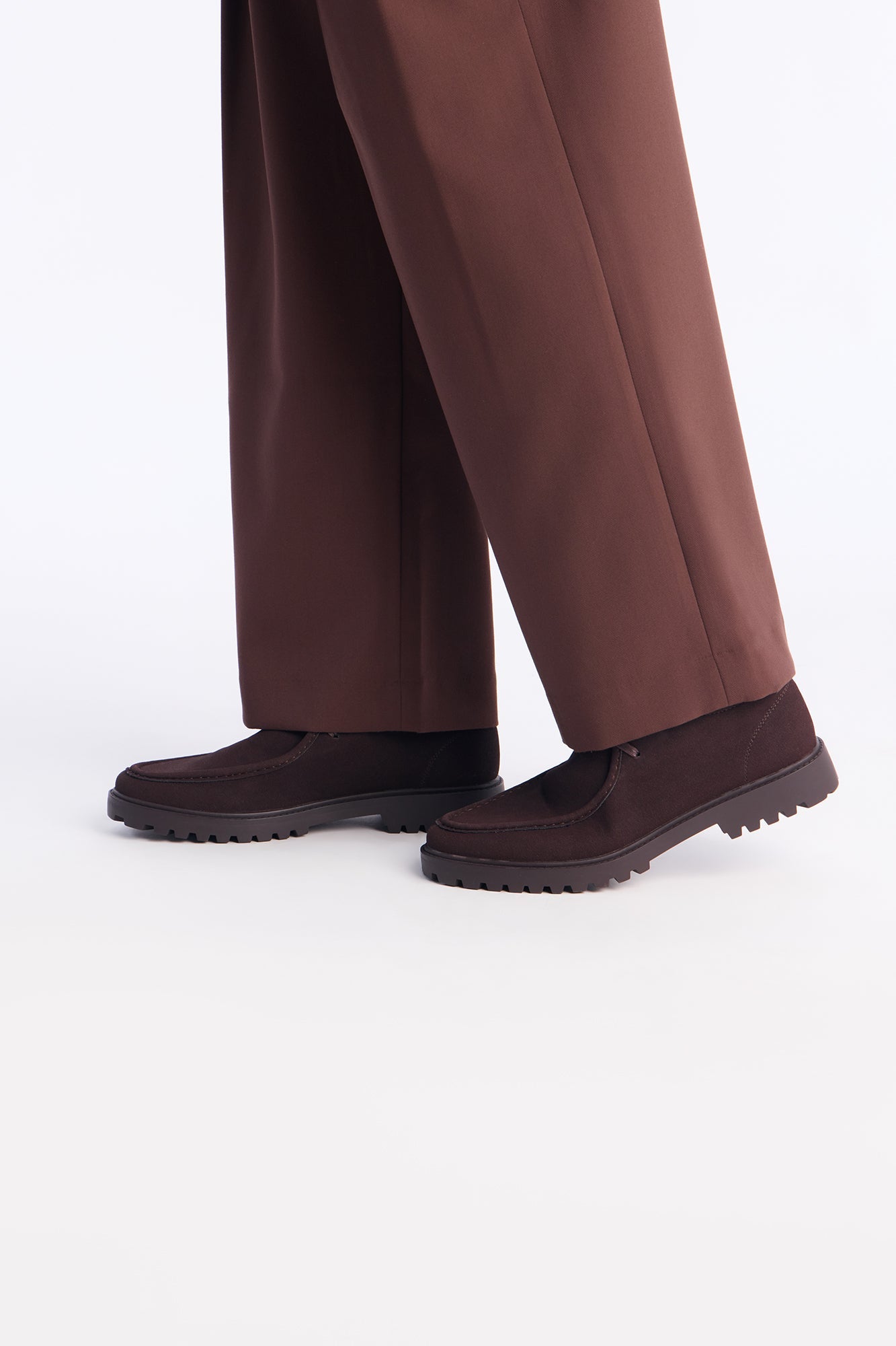 Lug Sole Lace Up Moccasins - Chocolate