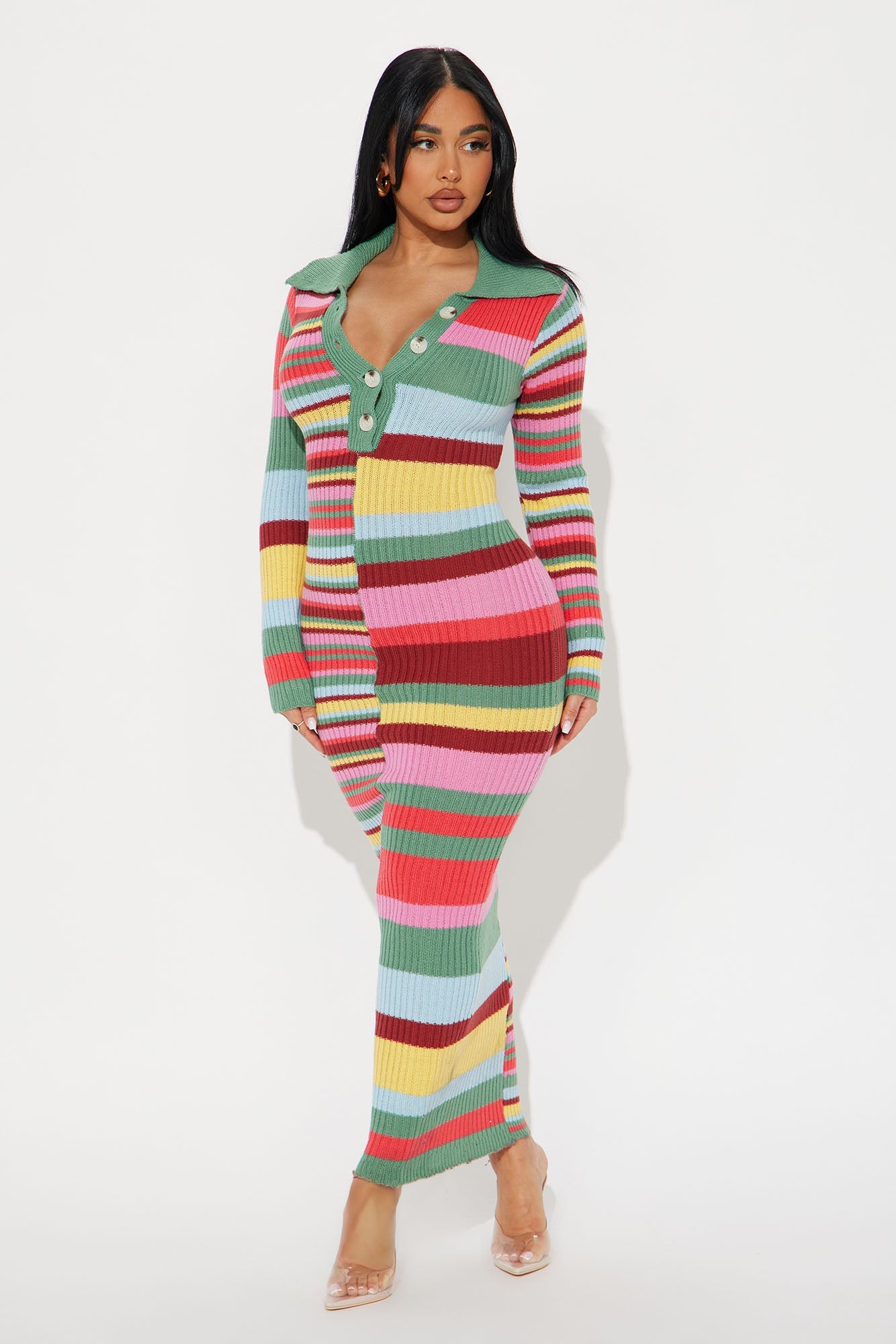 Jessie Striped Sweater Maxi Dress - Multi Color
