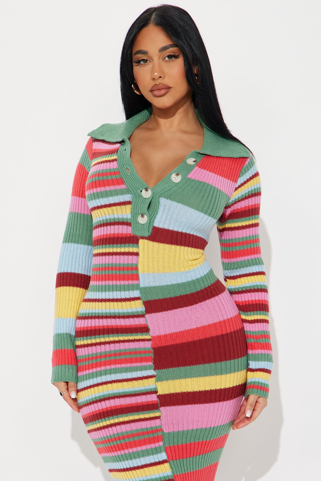 Jessie Striped Sweater Maxi Dress - Multi Color