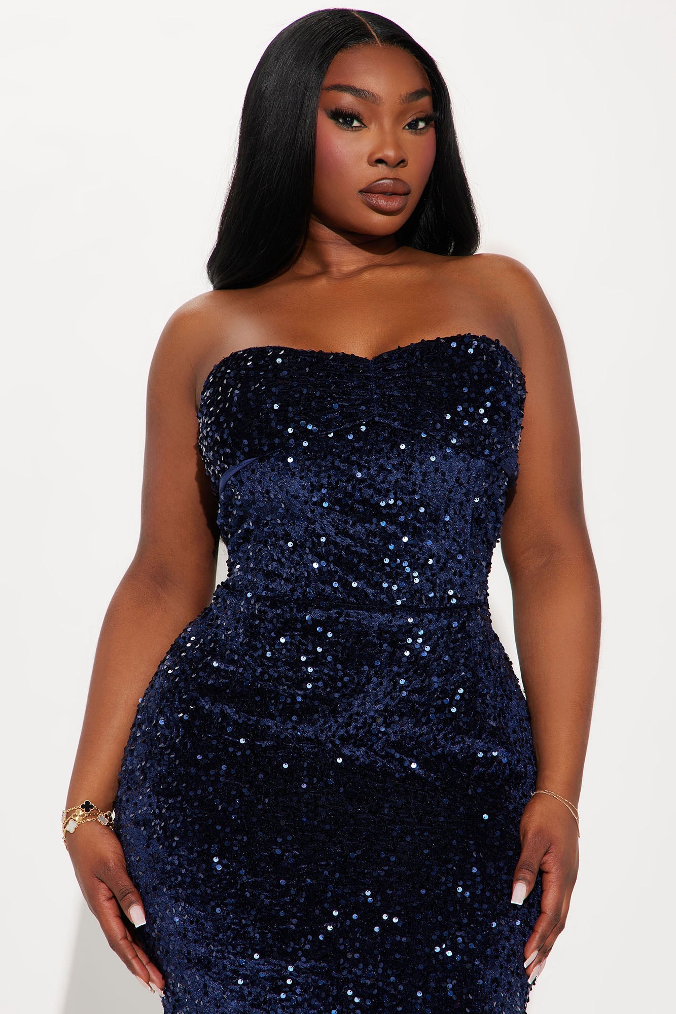 Elena Sequin Maxi Gown - Navy