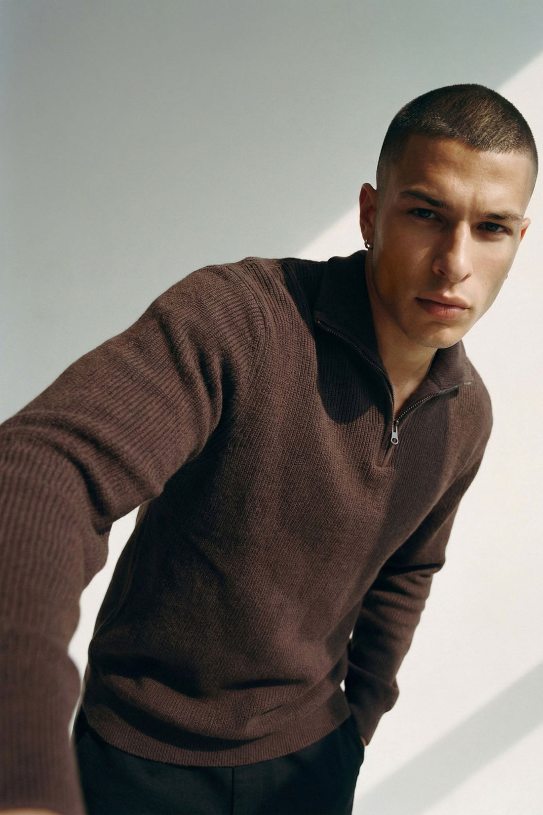Shawn Quarter Zip Sweater - Brown