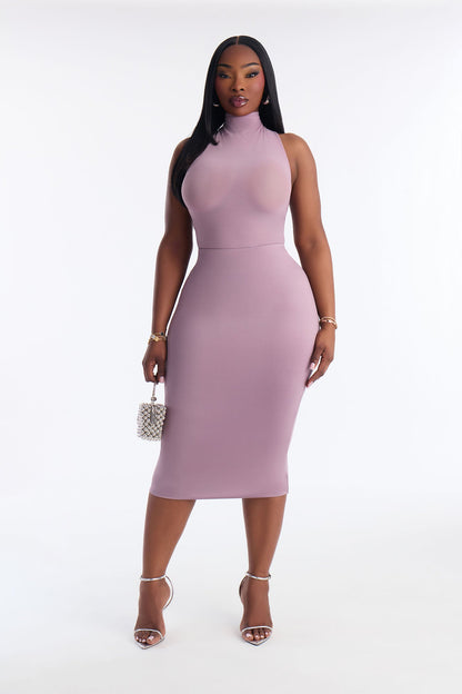 Contour Double Lined Pencil Midi Skirt - Lavender