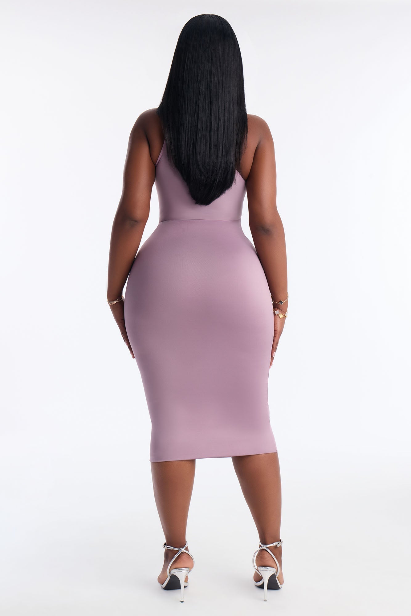 Contour Double Lined Pencil Midi Skirt - Lavender