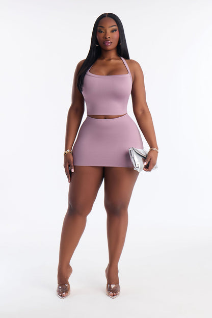 Contour Double Lined Mini Skirt - Lavender