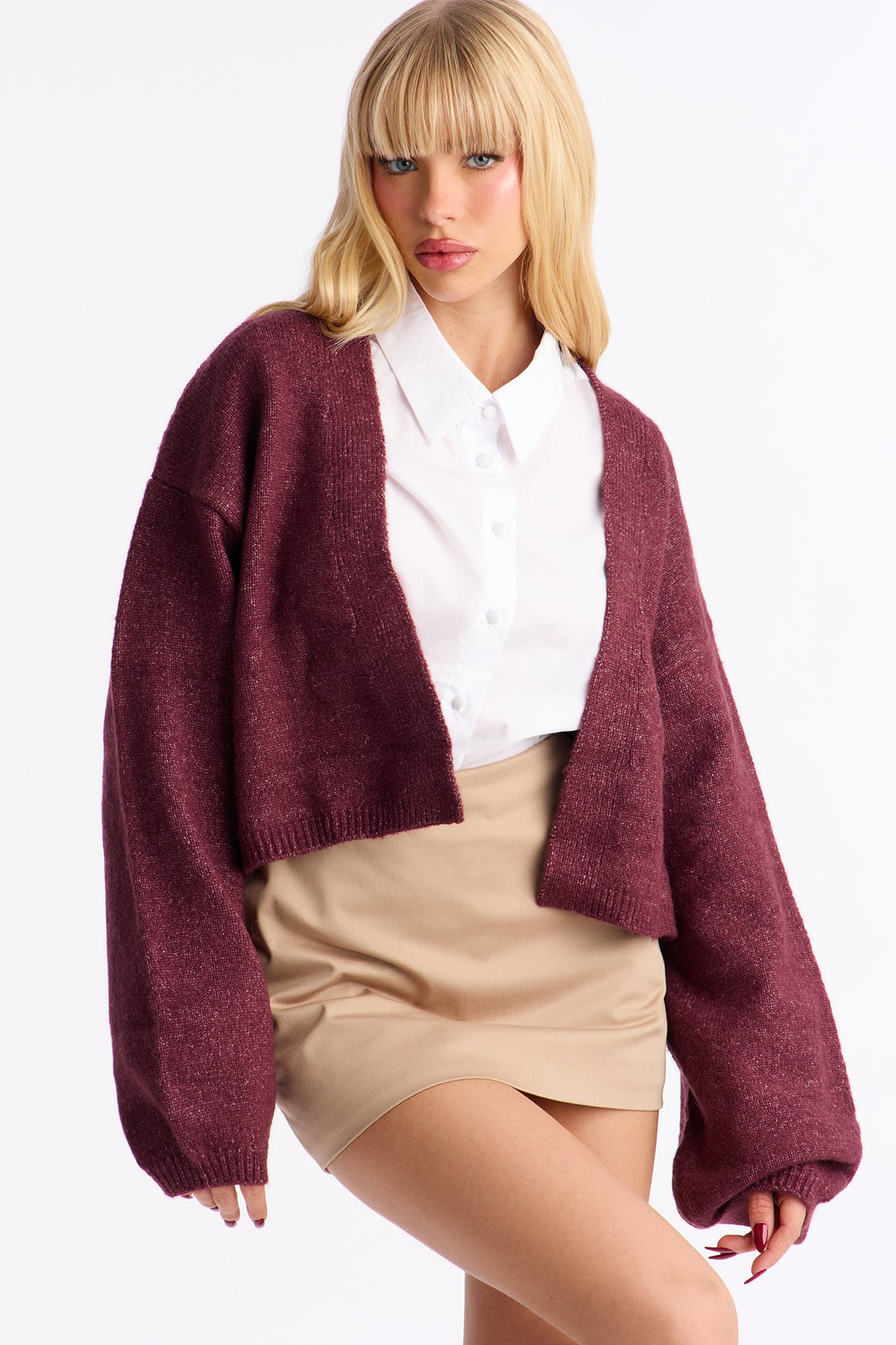 Made For Me Open Front Cardigan - Burgundy