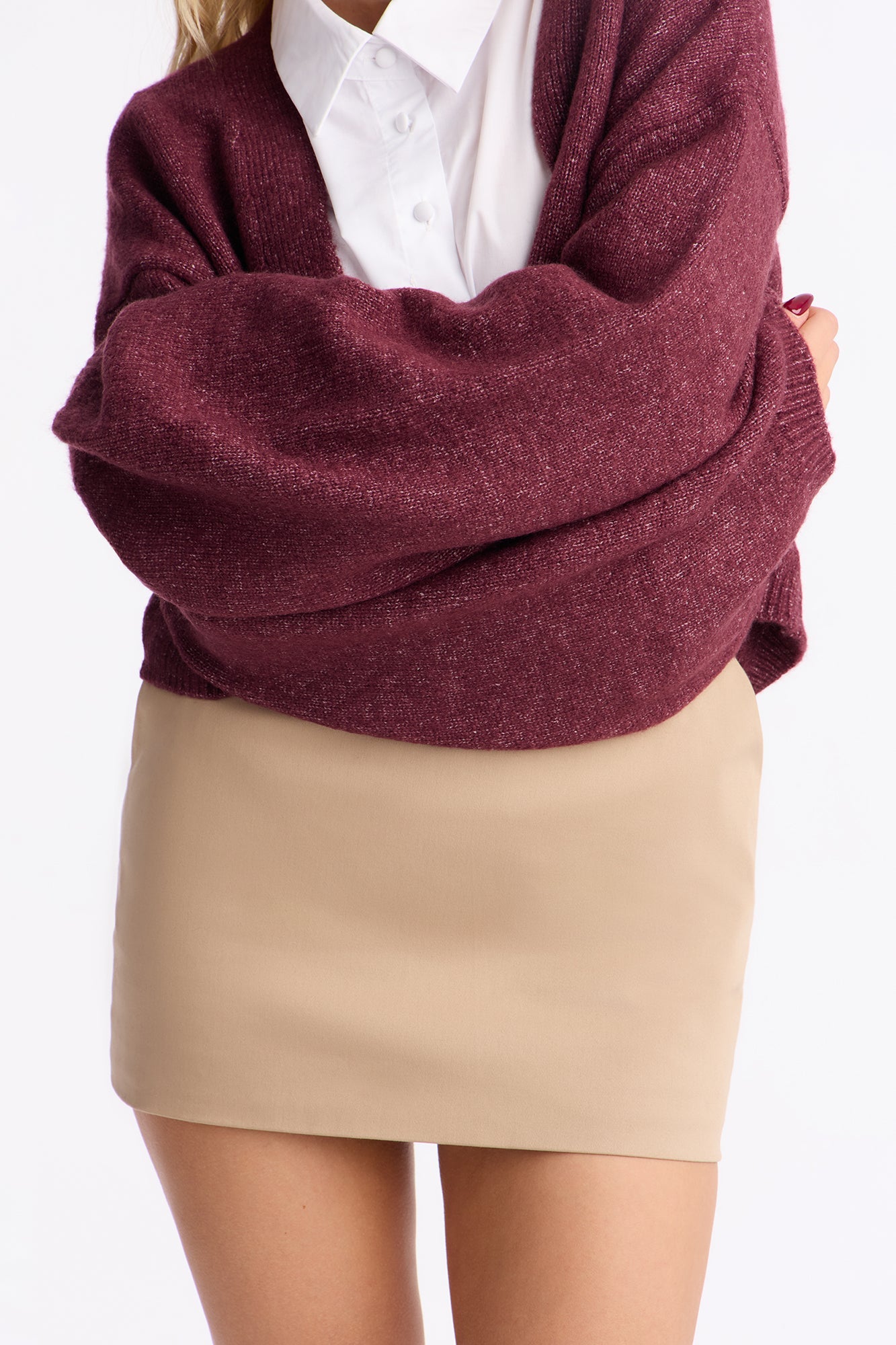 Made For Me Open Front Cardigan - Burgundy