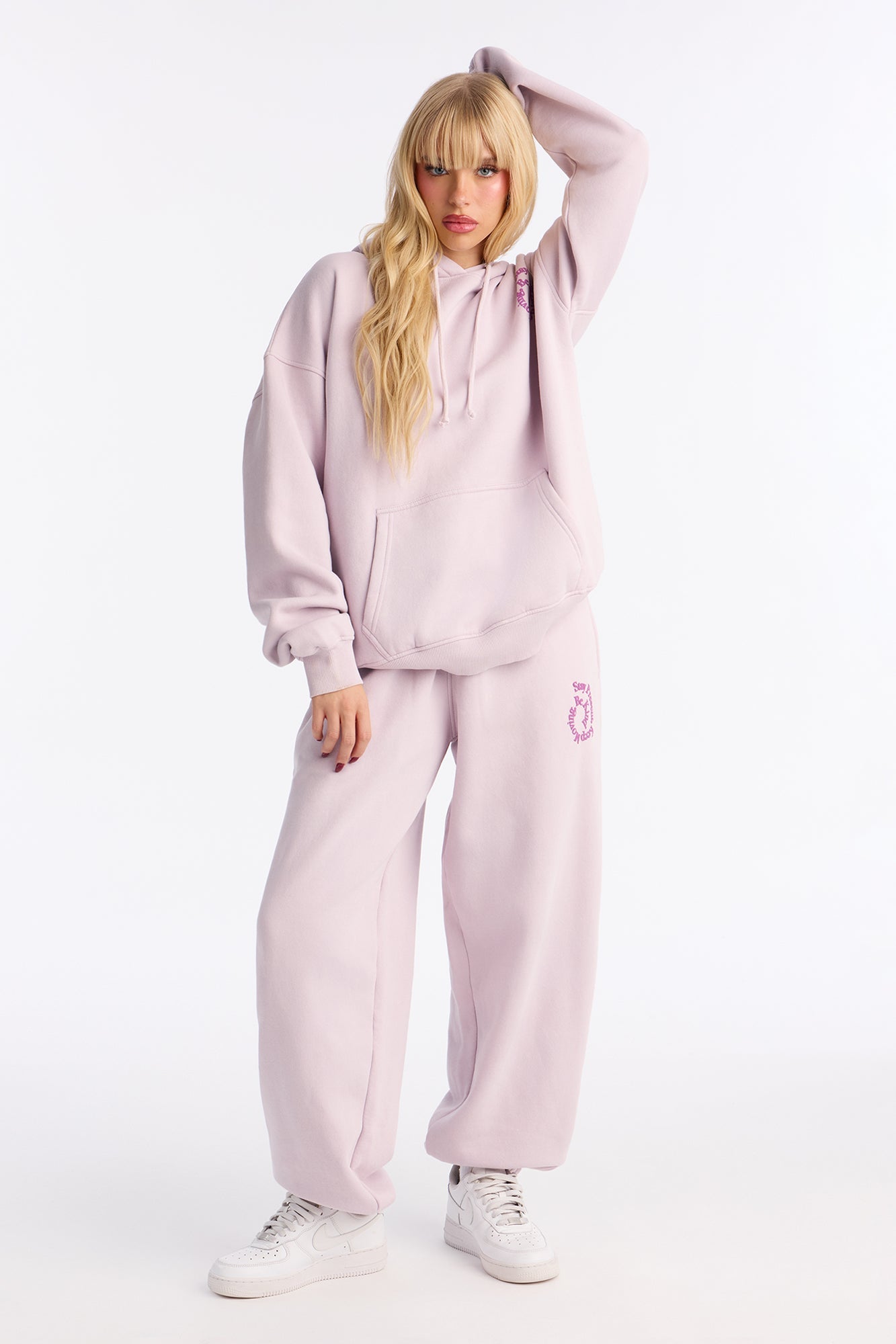 Positive Vibes Fleece Jogger Set - Lilac