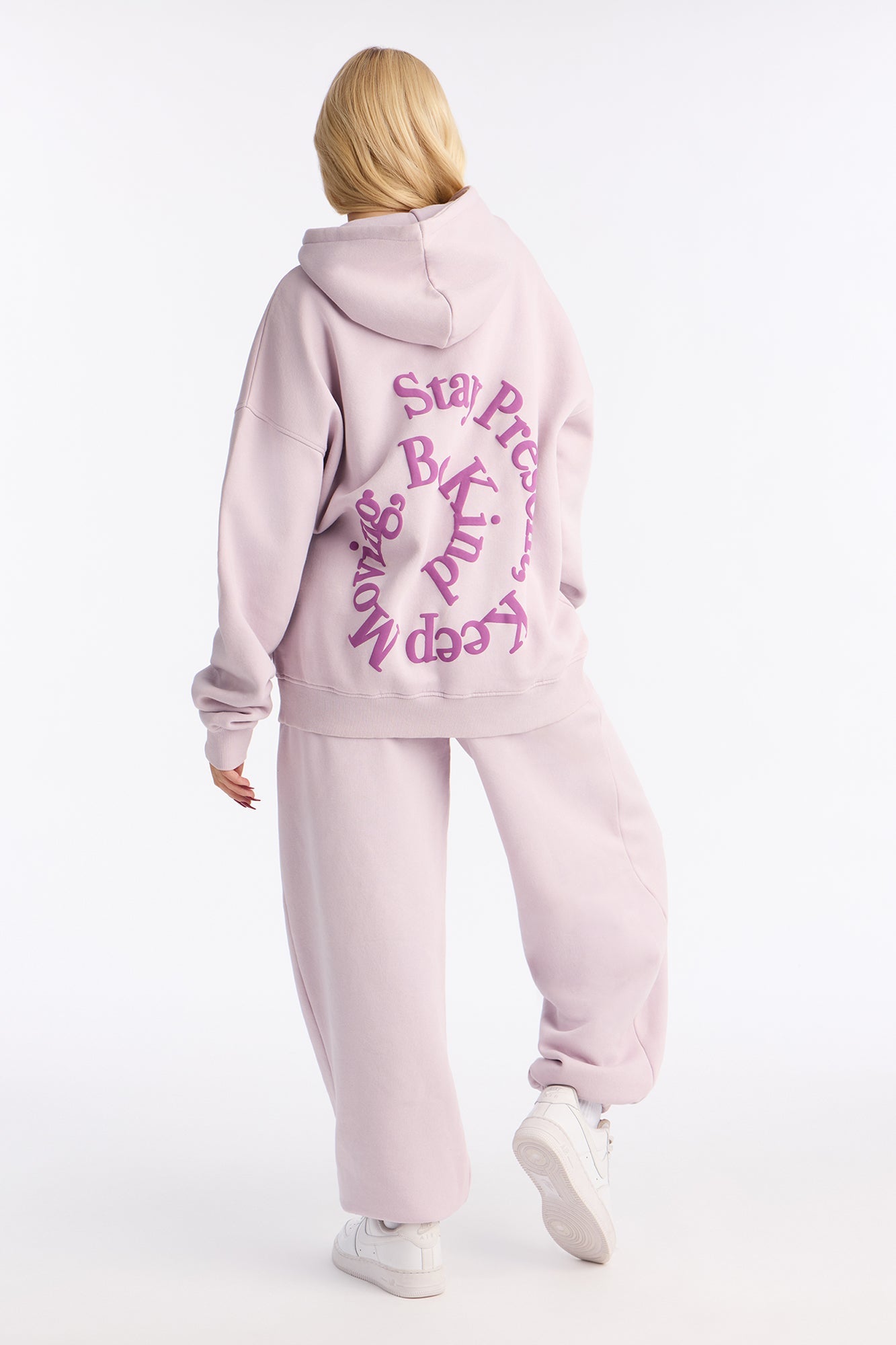 Positive Vibes Fleece Jogger Set - Lilac