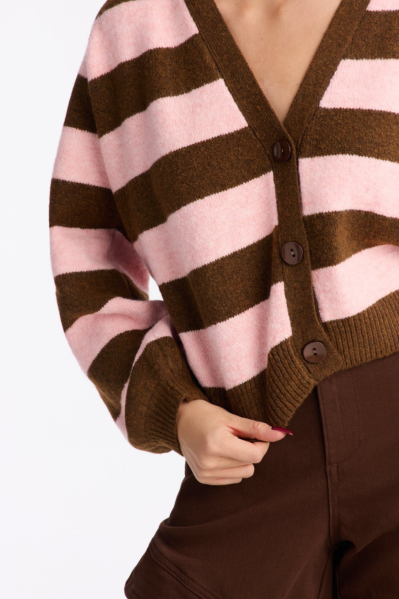 Sweet Addiction Striped Cardigan - Pink/combo